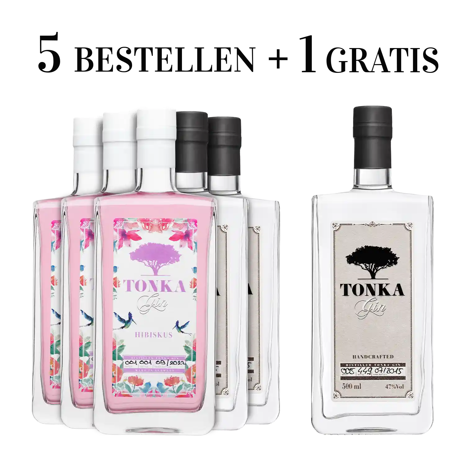 Eine Flasche gratis! | Tonka Gin Vorteilspaket | Klassik & Hibiskus –  Spirituosenliebhaber