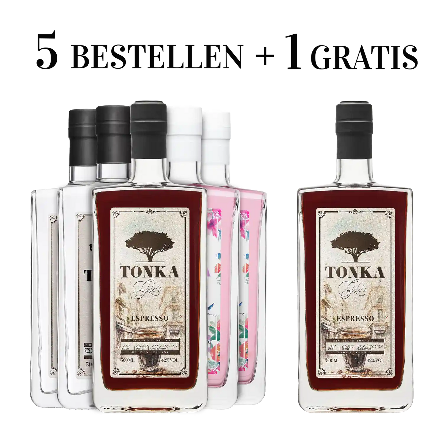 Tonka Gin - 2x Klassik & 2x Hibiskus & 2x Espresso